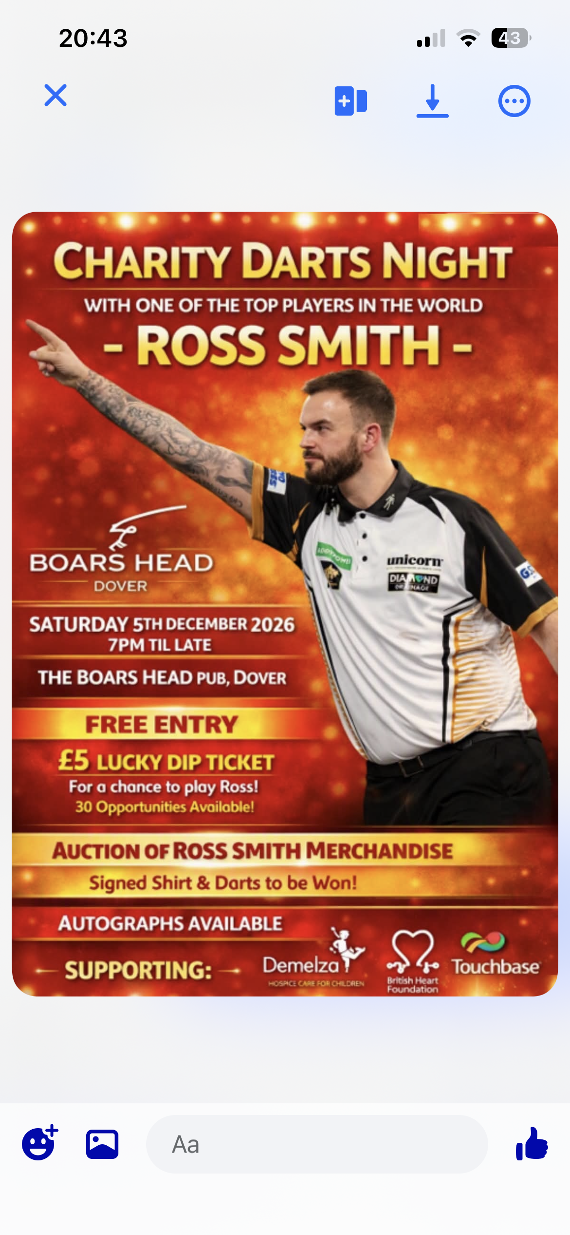 Darts charity night with Ross smith
